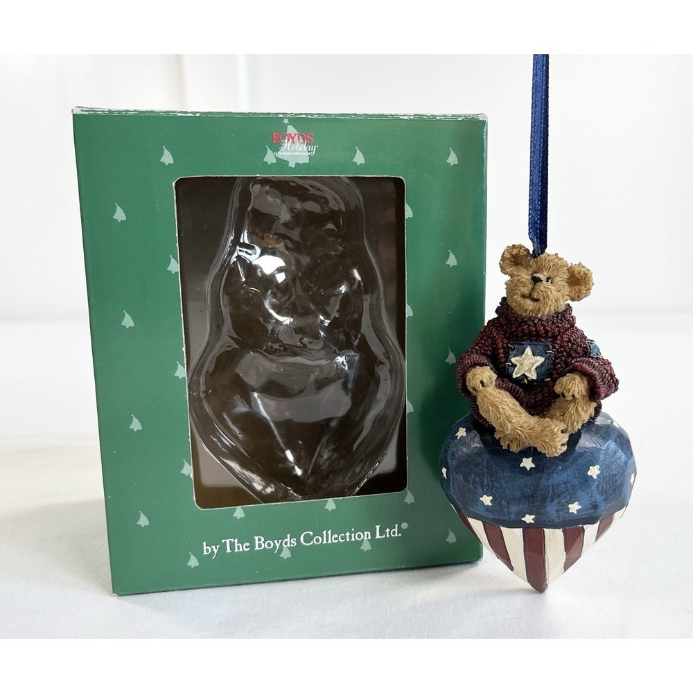 Vintage Boyds Bears Tree Ornament "Eddie‎ Bearmerican" #25776 Patriotic USA Flag